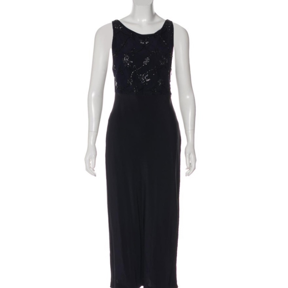 Navy embellished midi dress